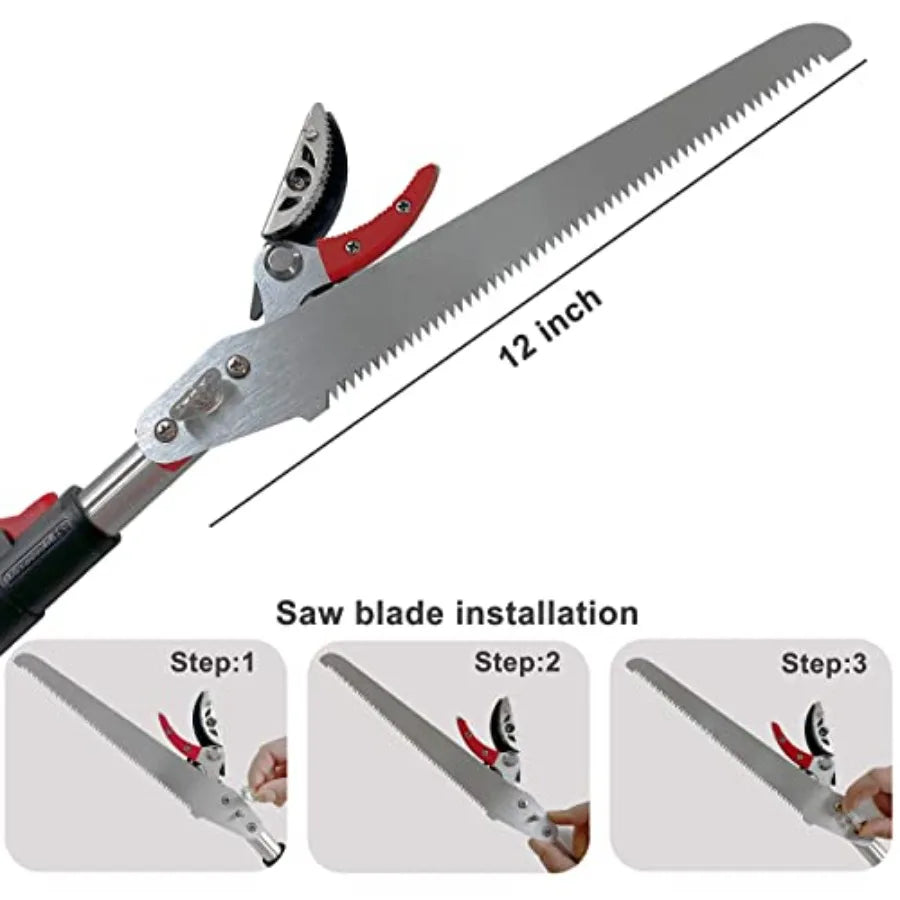 5.4-14.8 FT Tree Pruner Extendable 4 Sections Telescopic Cut and Hold Trimmers Pole Saws Trimming Long Reach Pruning Shears Bra