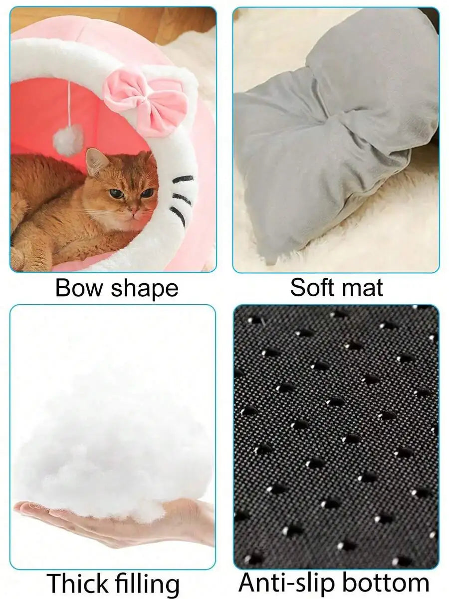 PETSIN 1 Pc Cute Cat Bed For Indoor Cats House, Washable Pet House, Warm Pet Cave Bed , Suitable For Use Of Rabbits,