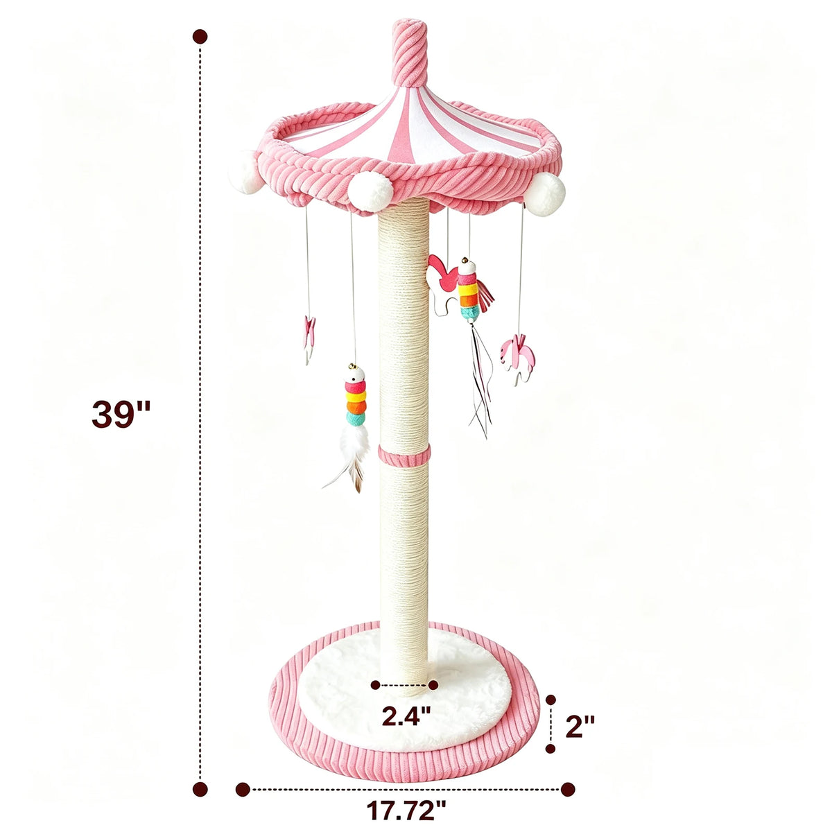CWV Rotating Cat Scratching Post Tower with Interactive Hanging Toys
