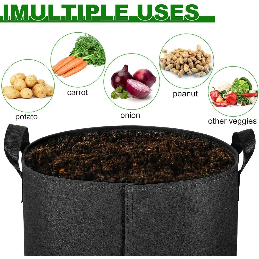 10 Gallon Potato Grow Bags 4-Pack with Flap Window, Heavy Duty Aeration Fabric Pots with Handles for Garden Planting