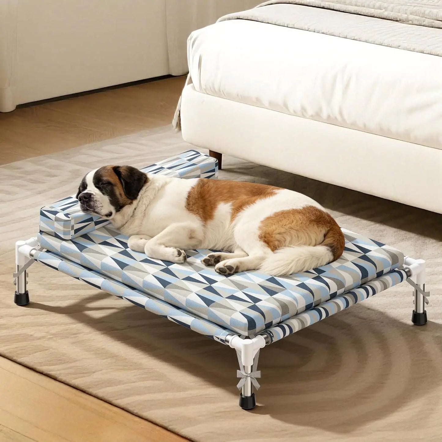 Orthopedic Elevated Dog Bed For Medium Dogs With Bolster Cushion