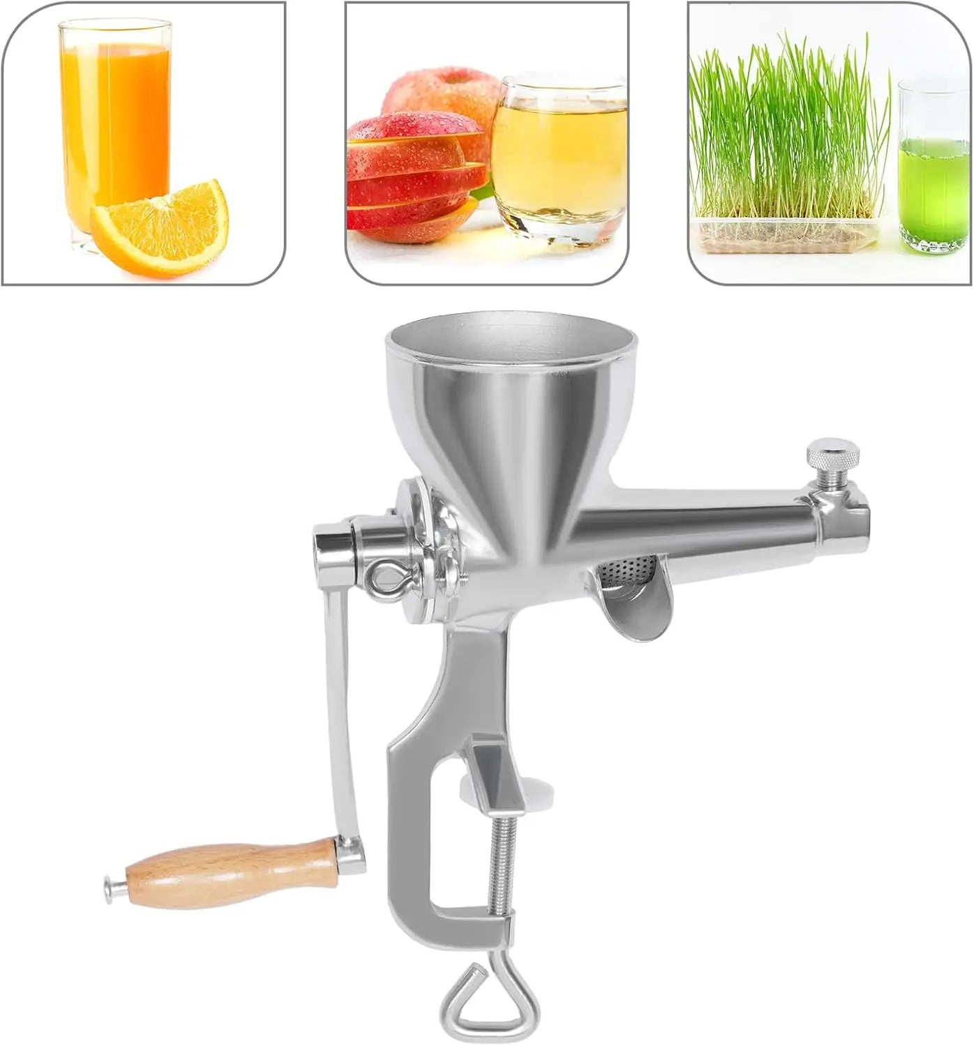 Manual Wheatgrass Juicer, Stainless Steel Juicer Juice Extractor Tool for Fruits Apples Grapes Vegetable Celery Kale Spinach