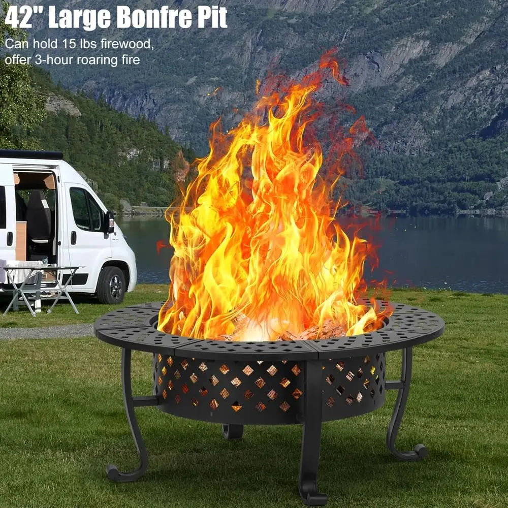 Weatherproof 3 In 1 Fire Pit With Grills And Poker