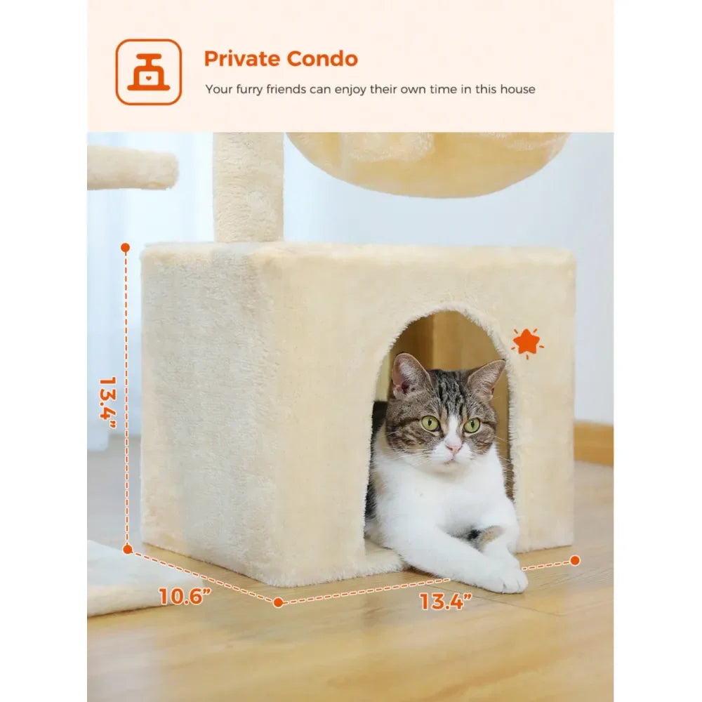 XMSJ Cat Tree Tower With Hammock And Scratching Posts