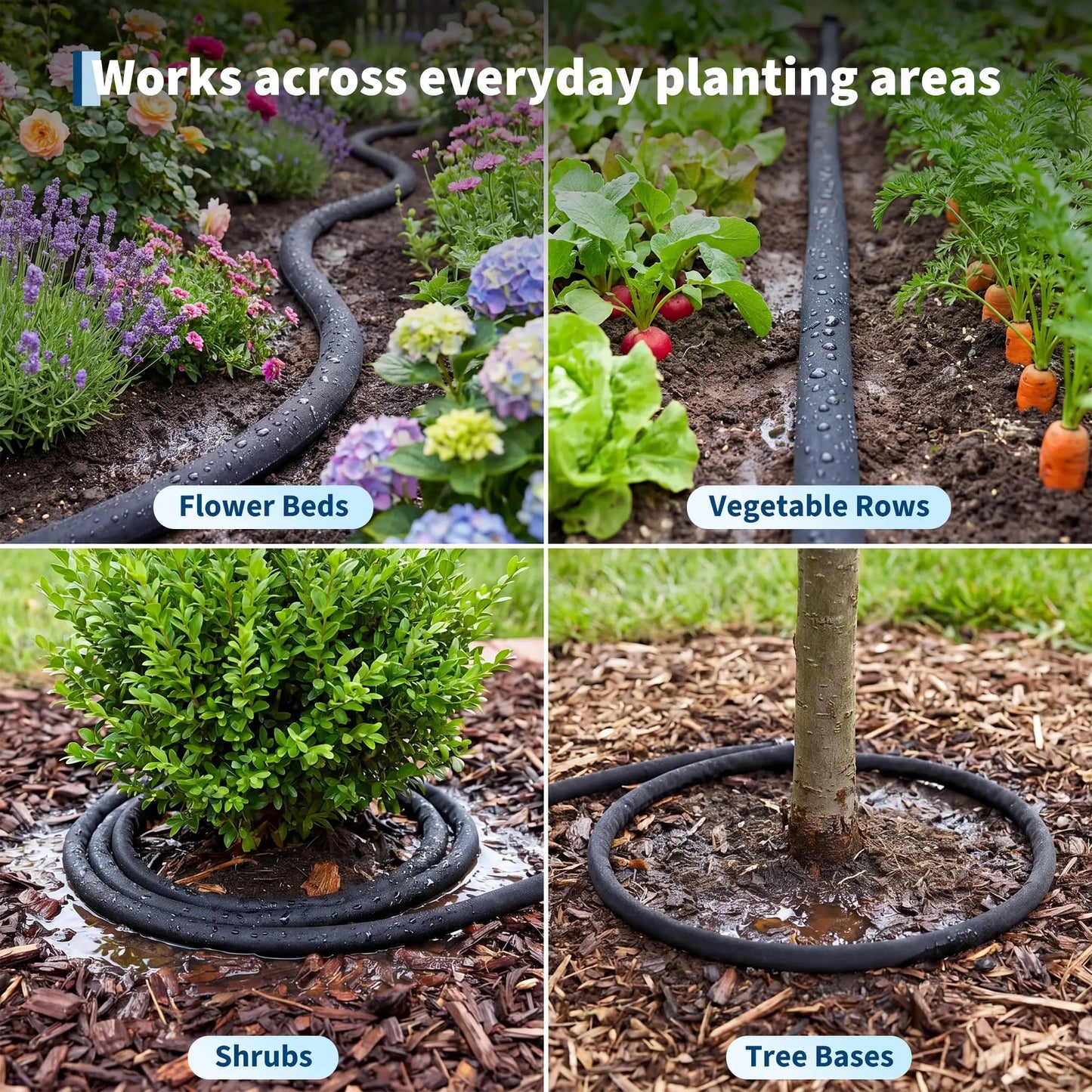 Flat Soaker Hose 25/50/75FT Linkable Slow Soaking Garden Hose Flexible Kink Resistant Irrigation Hose For Raised Beds Shrubs