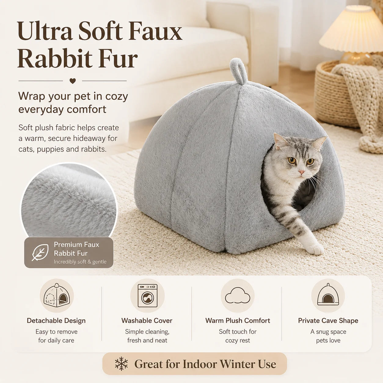 XMSJ Detachable Washable Cat Bed House For Indoor Pets