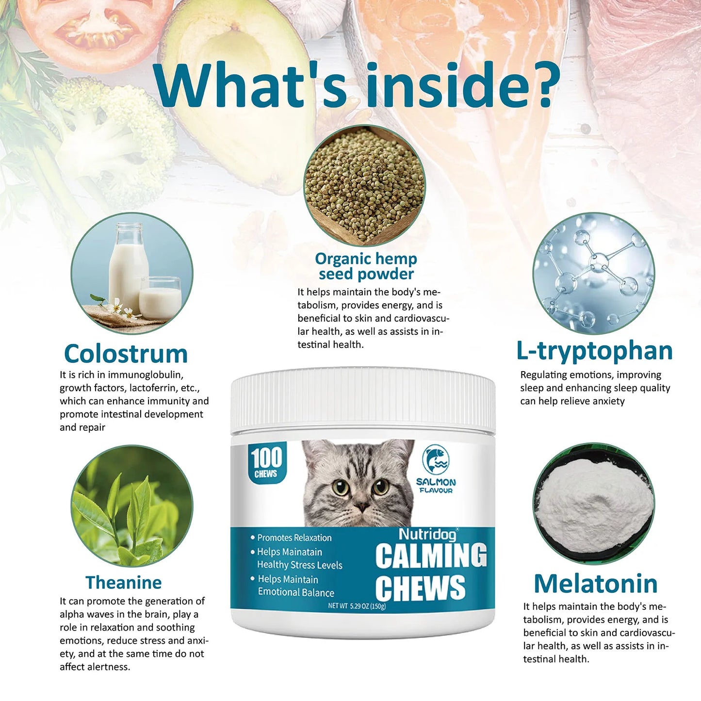 Nutridog Cat Calming Chews For Relaxation And Stress Relief