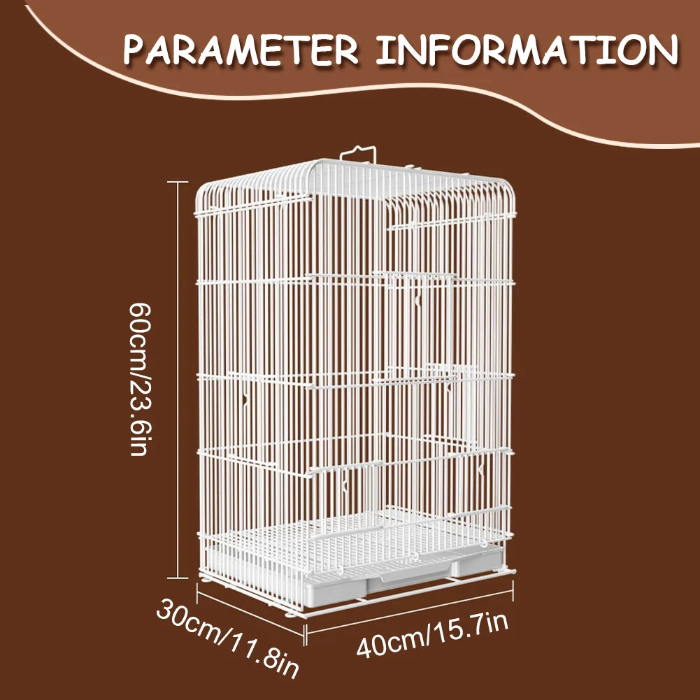 Wrought Iron Bird Cage Portable Parrot Cage Indoor Outdoor Tray