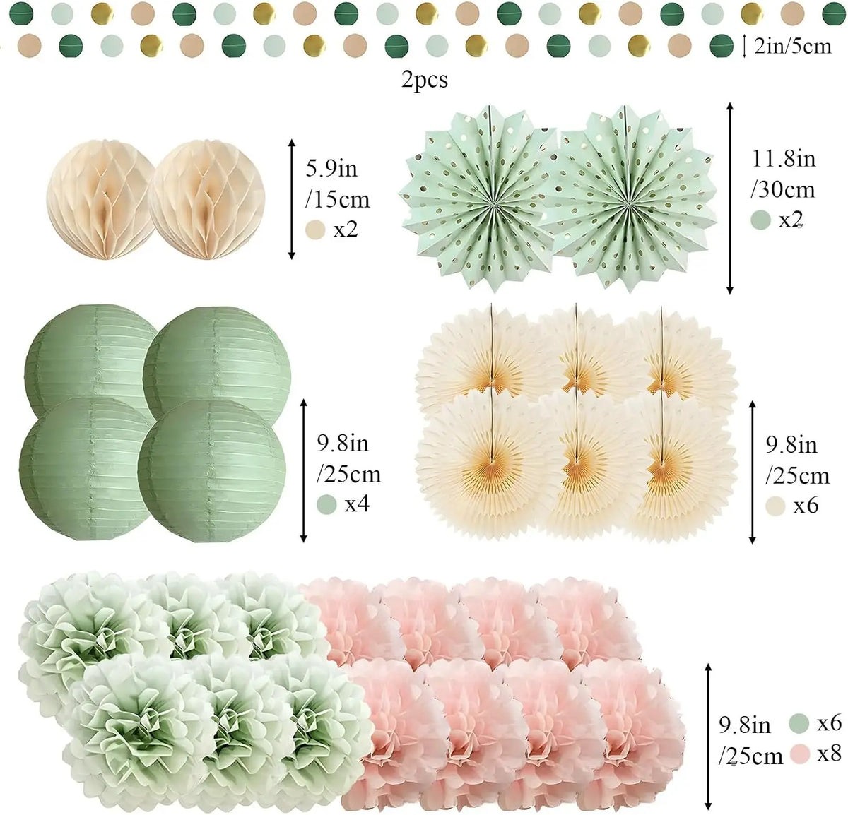 Wedding Party Decorative Paper Pom Poms and Flower Ball Decorations