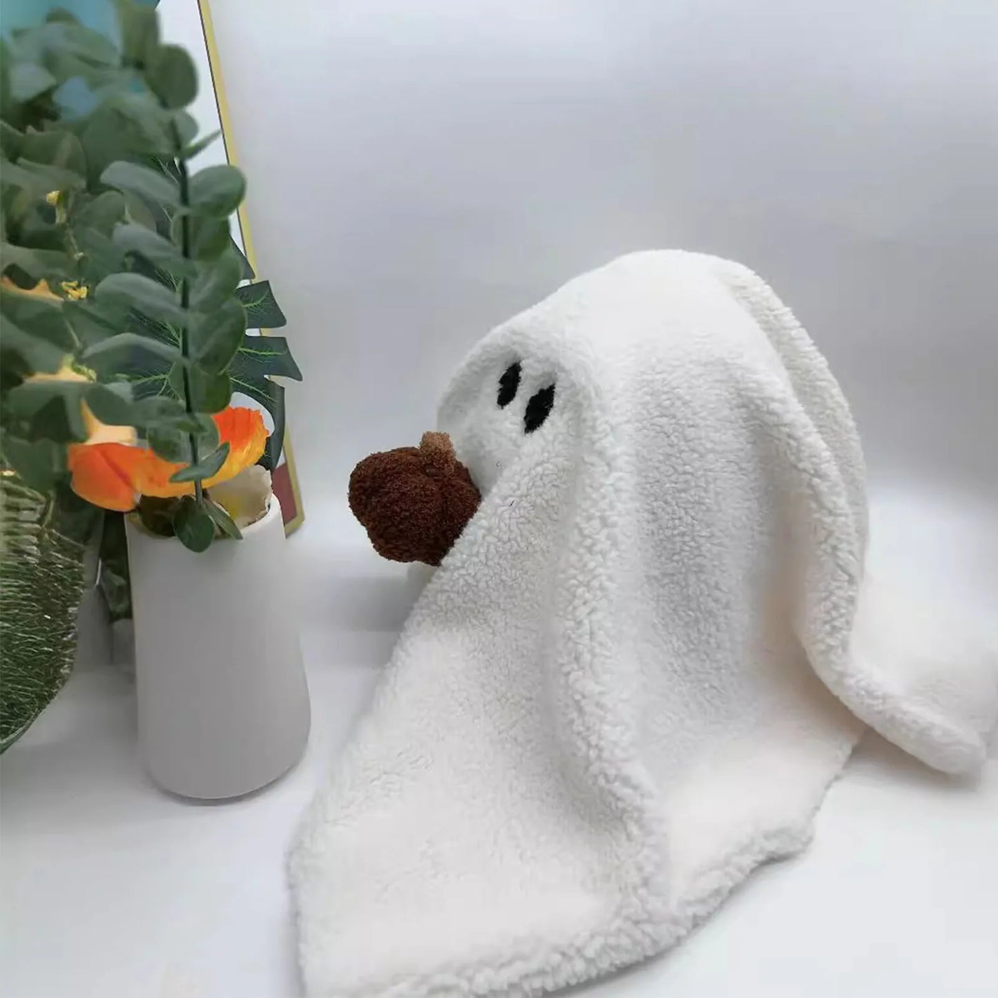 Halloween Ghost with Pumpkin Pillow Cute PP Cotton Stuffed Ghost Throw Pillow for Festive Party Decor Stuffed Ghost Pillow