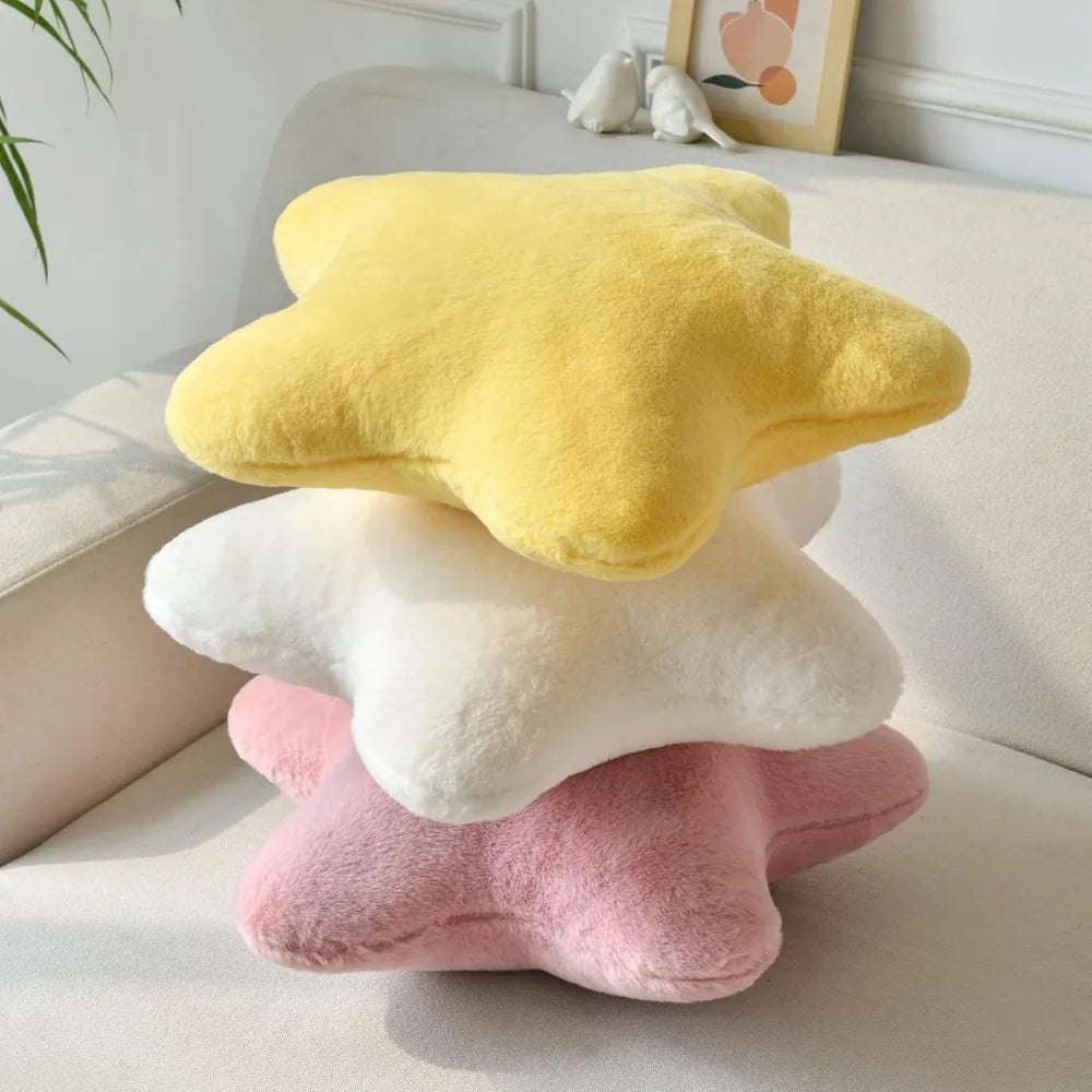 15" Star Pillow, Soft Faux Rabbit Fur Throw Pillow for Couch Bedroom, Plush Floor Cushion Decorative Star Shaped Pillow