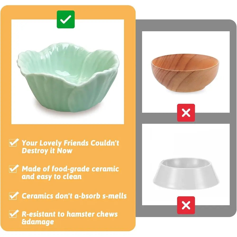 2 Pcs Pet Hamster Bowl, Dwarf Hamster Food Bowl, Small Animal Food Dish for Guinea Pigs, Hedgehogs, Mice, Pygmy Hamsters, Cheeky