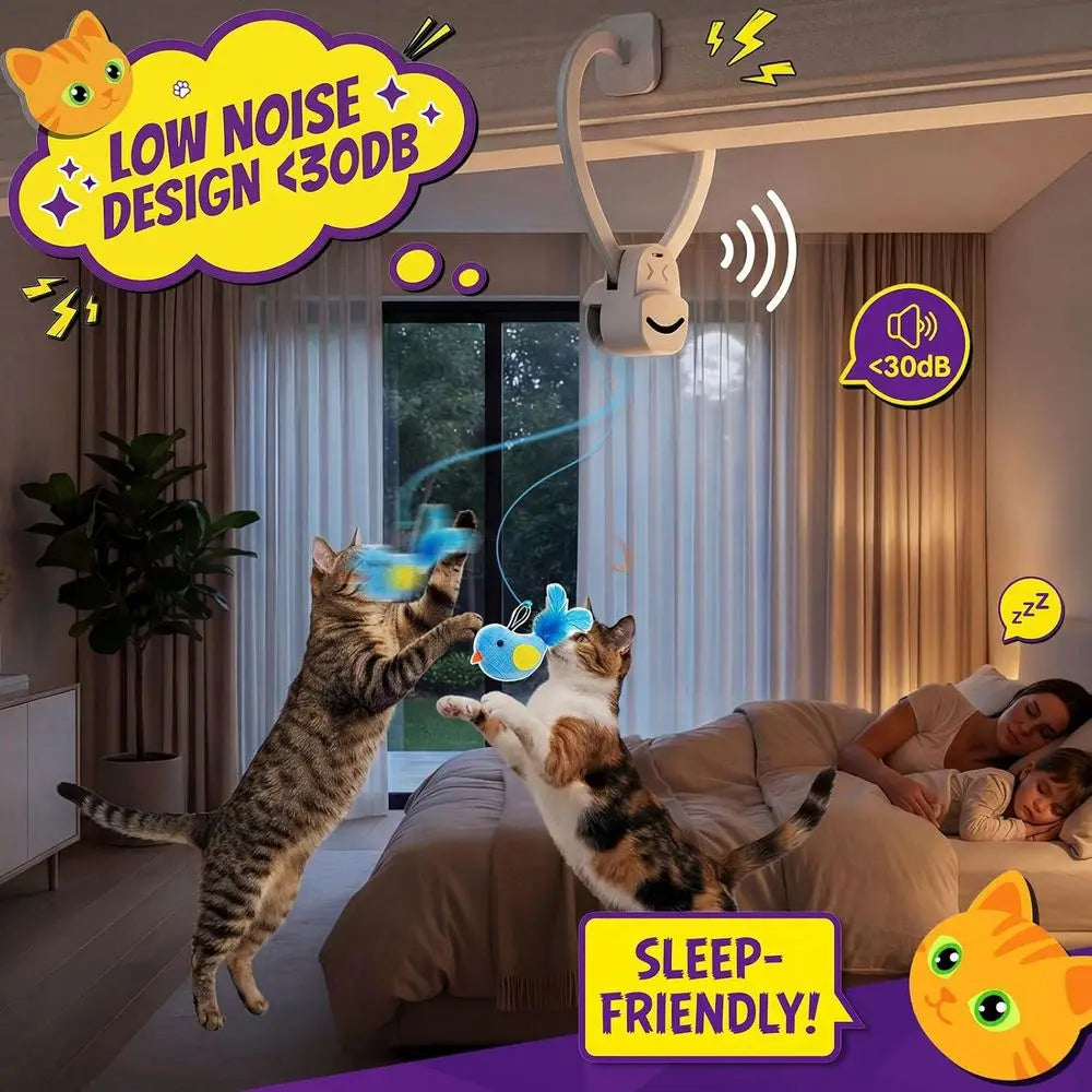 Interactive Cat Toy USB Rechargeable Bird Wand Chase For Indoor Cats