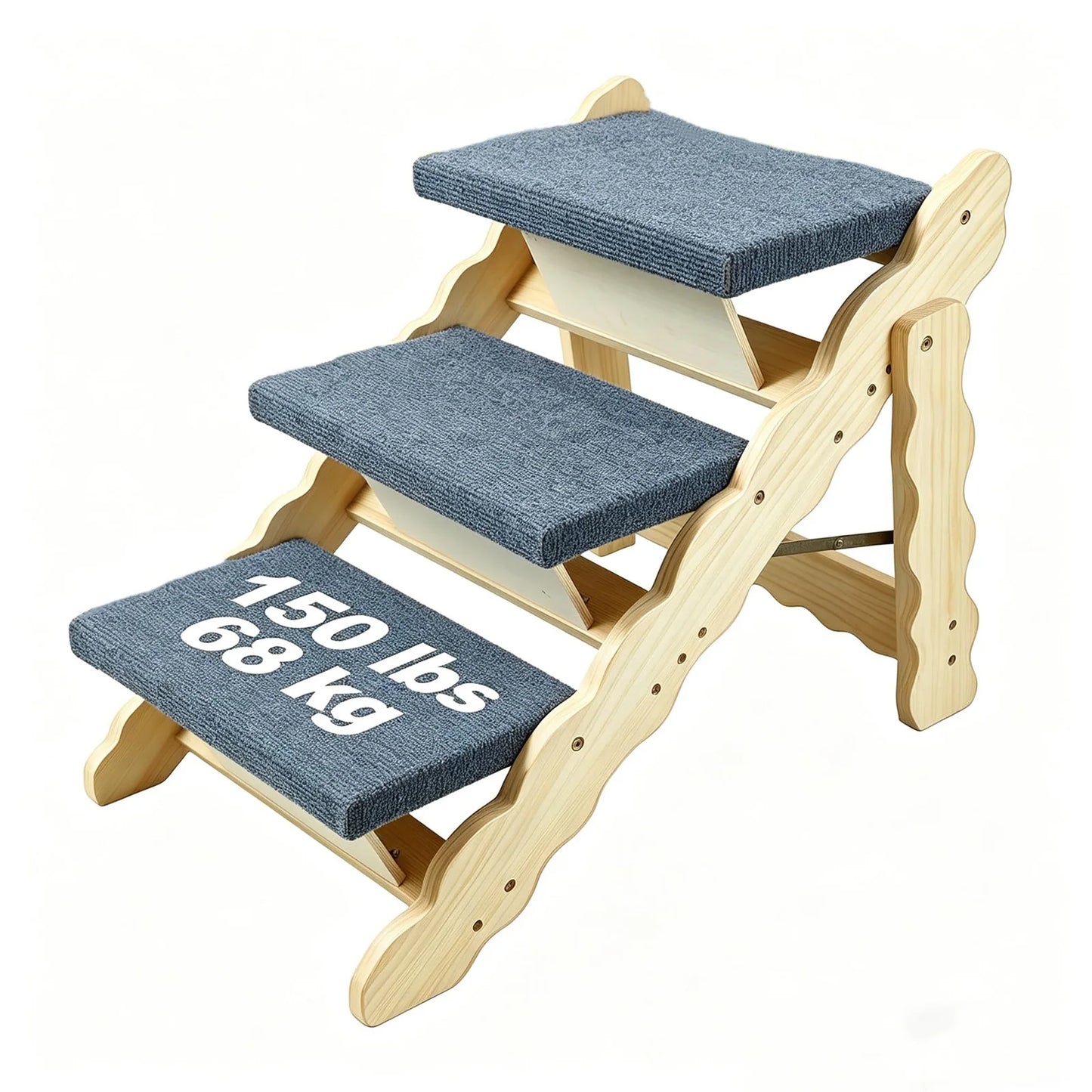 DishyKooker Wooden Pet Stairs And Folding Dog Car Ramp