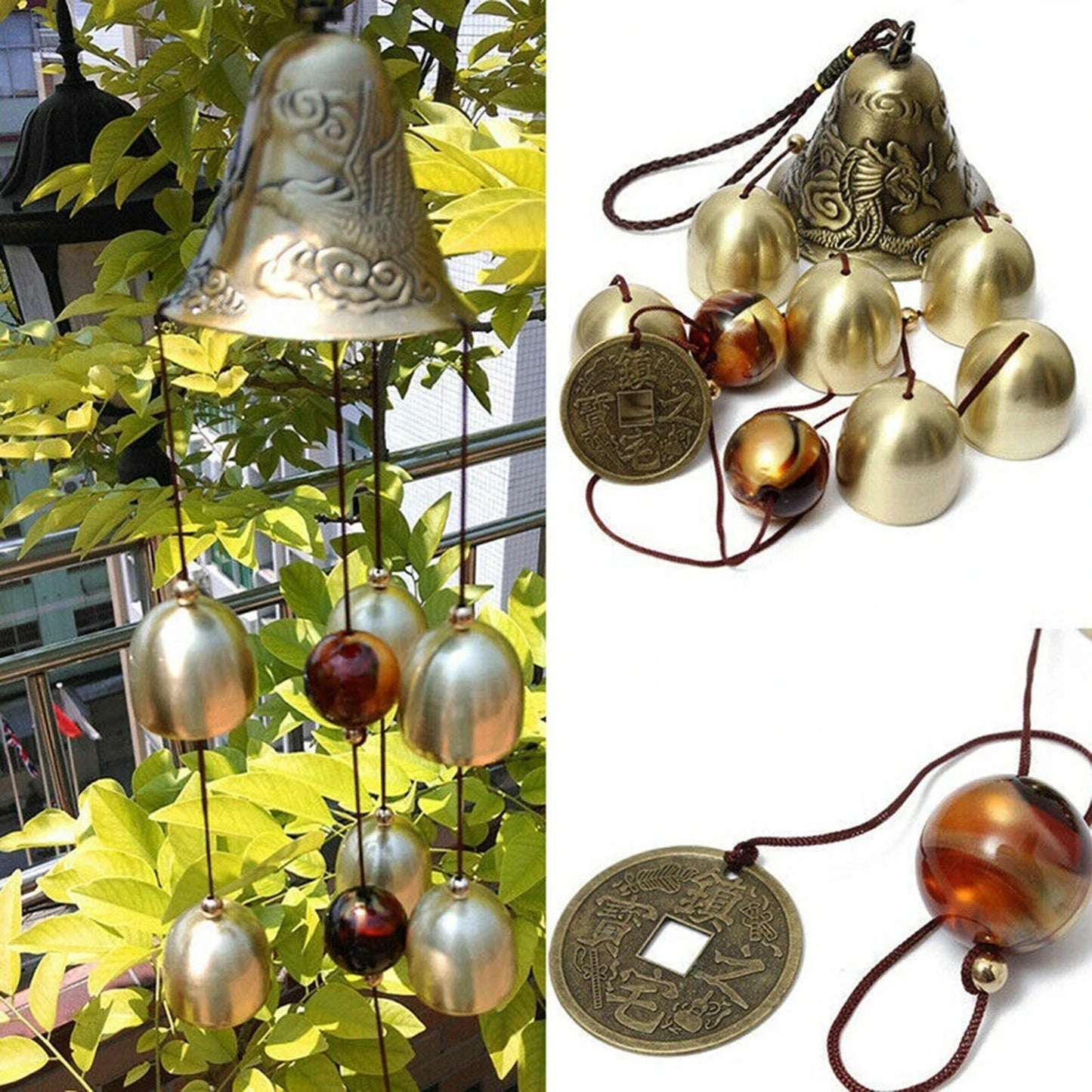 Xiangyanghua 6 Copper Bells Wind Chimes Outdoor Metal Decor