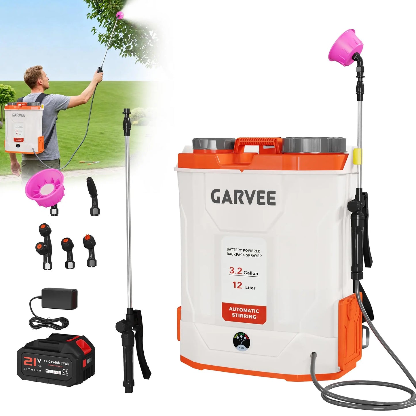 HiMISS Electric Backpack Sprayer With 90 PSI And Five Nozzles
