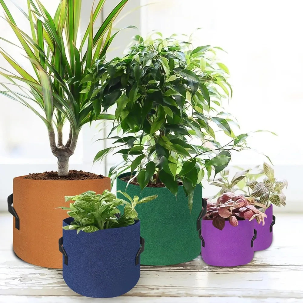 400G Thickest 7-Pack Plant Grow Bags, 10/7/5/3 Gallon, Colorful Fabric Pots with Labels