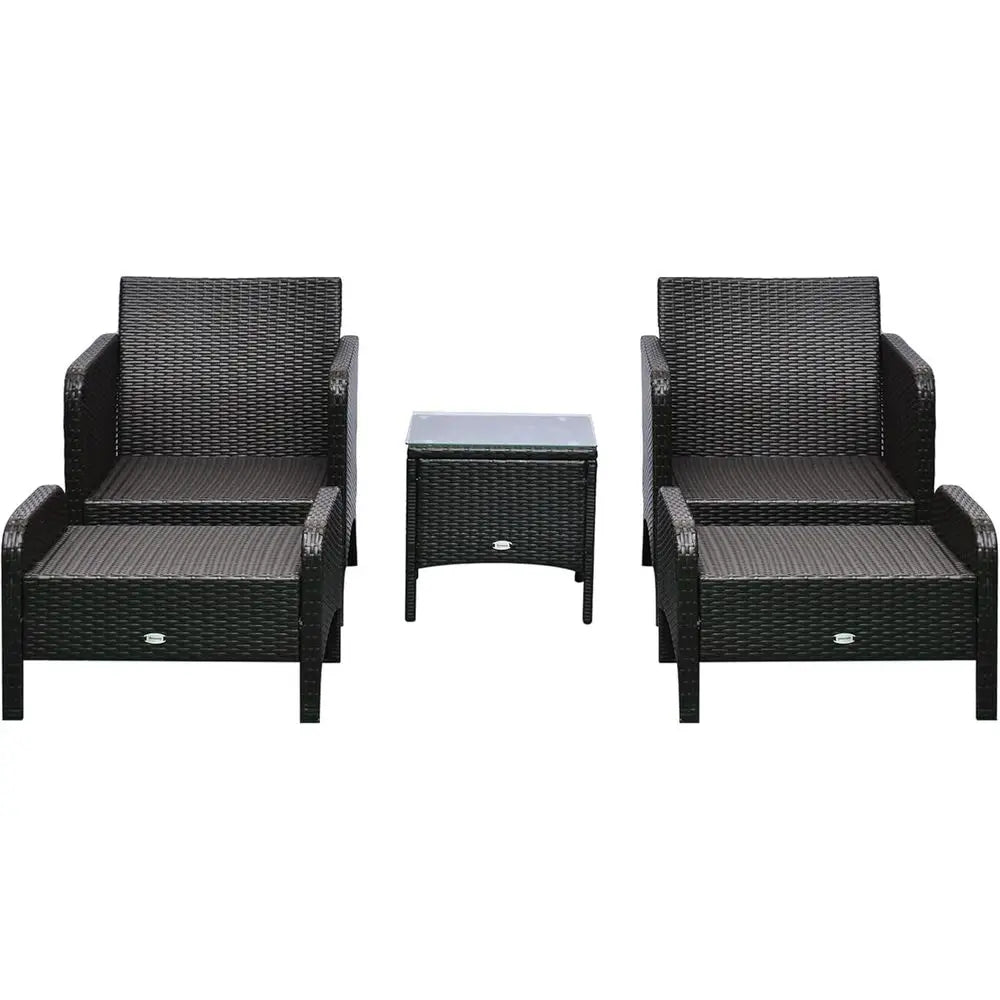 Rattan Wicker Outdoor Patio Lounge Chair And Ottoman Set