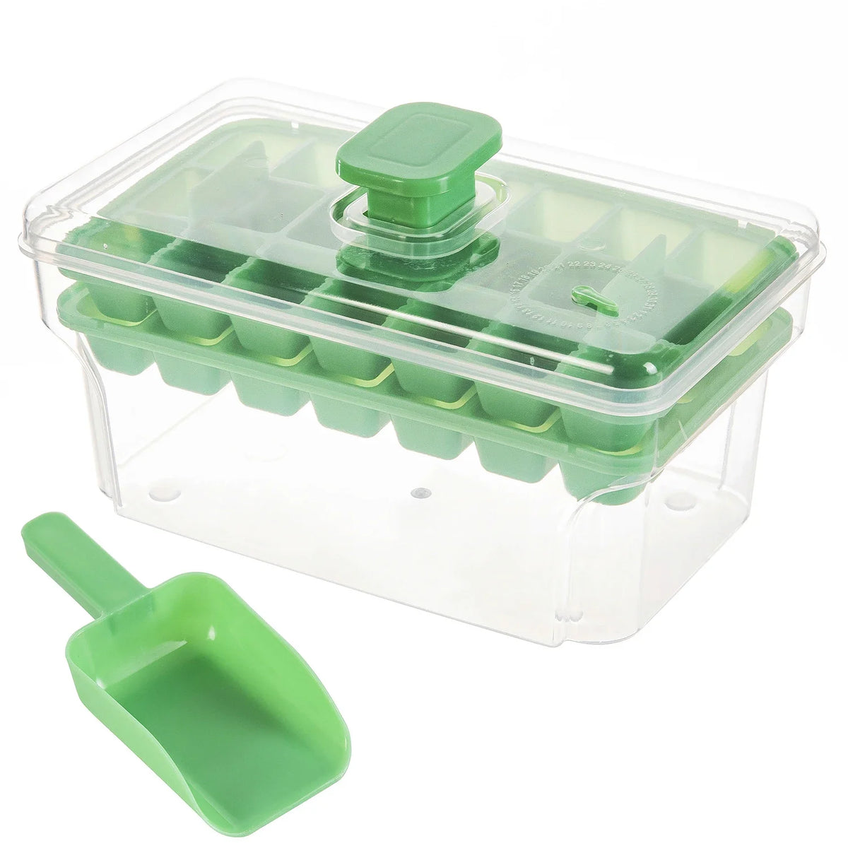 Ice Cube Tray With Lid And Storage Bin Easy Release