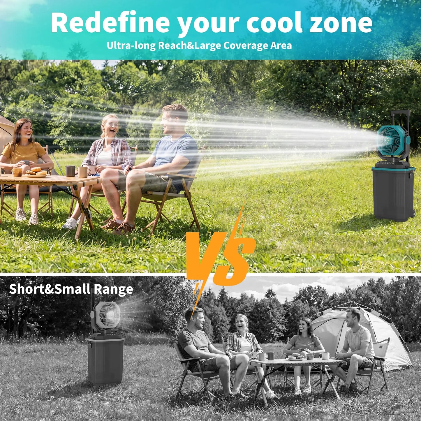 HiMiss Portable Rechargeable Misting Bucket Fan With Remote Control
