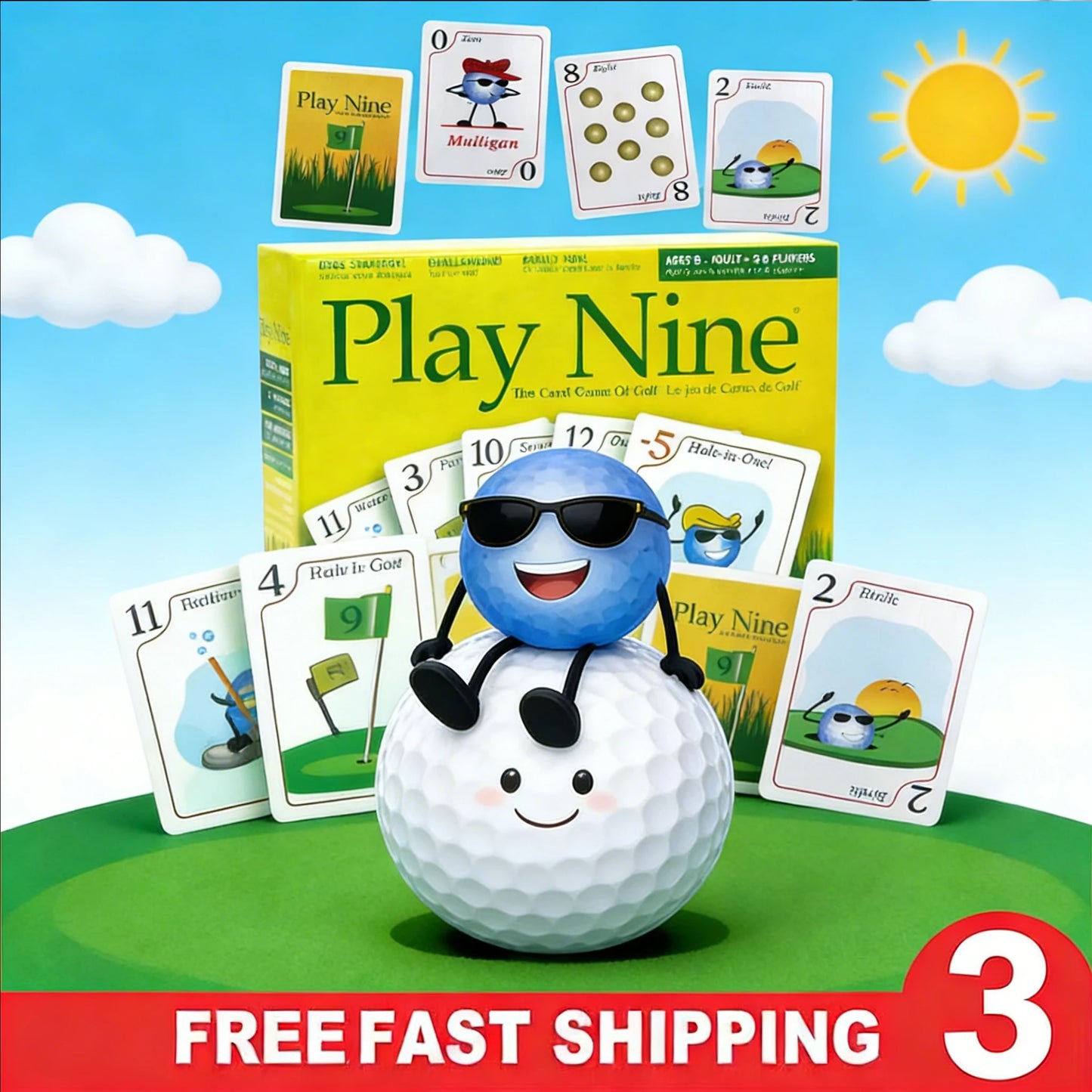 Play Nine The Card Game of Golf, Ages 8 and Up, Couples Date Night Gift, Game Night Favorite, 15 Min Gameplay, Family Friendly Card Game for Kids, Teens & Adults, Great Golf Gift