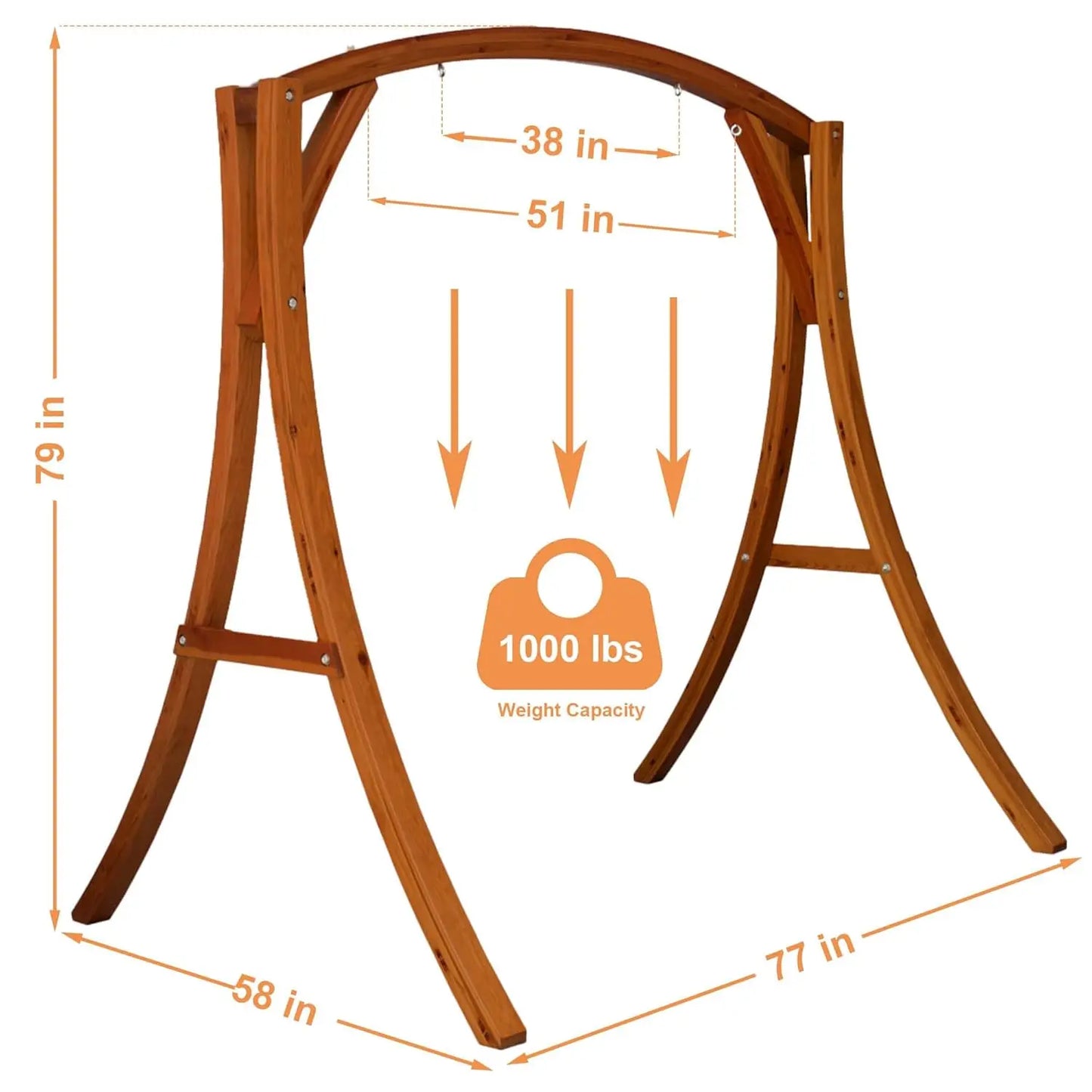 Heavy Duty Wooden Swing Frame Curved A-Frame Stand for Adults Kids Indoor Outdoor 1000 LBS Capacity, Customized