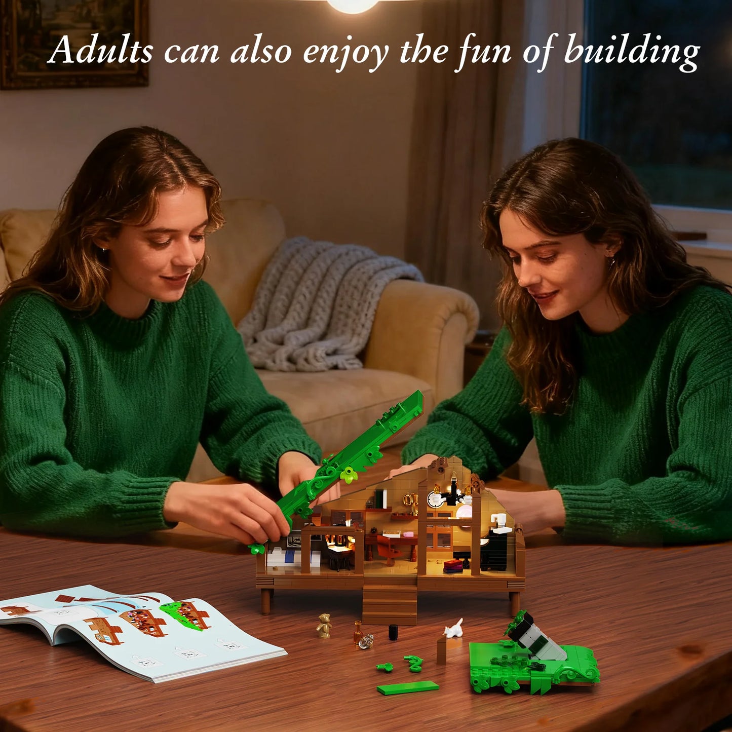 Folk Cabin Forest House Building Blocks Set Home Decor Gifts