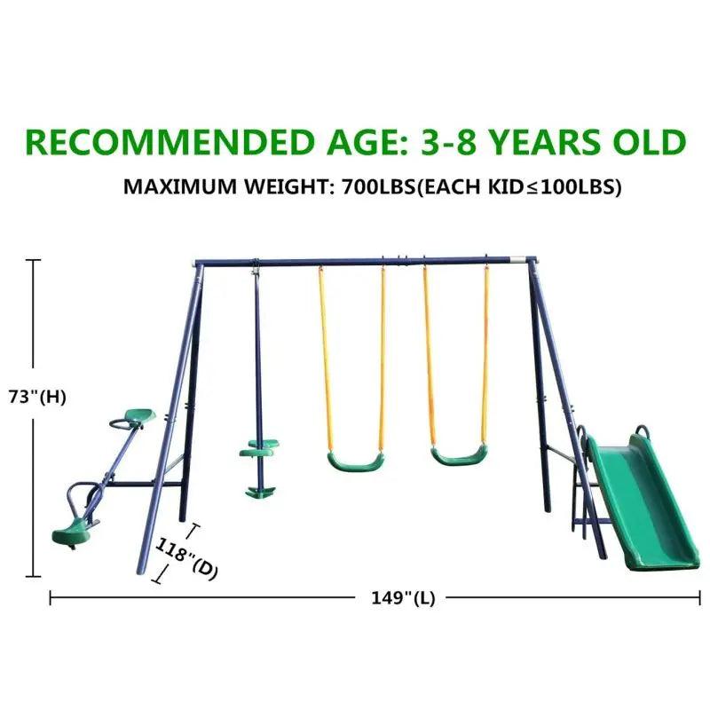 (Multiple models) Metal Swing Set for Kids Outdoor, Heavy Duty Frame with Double Swings, for Backyard Playground.