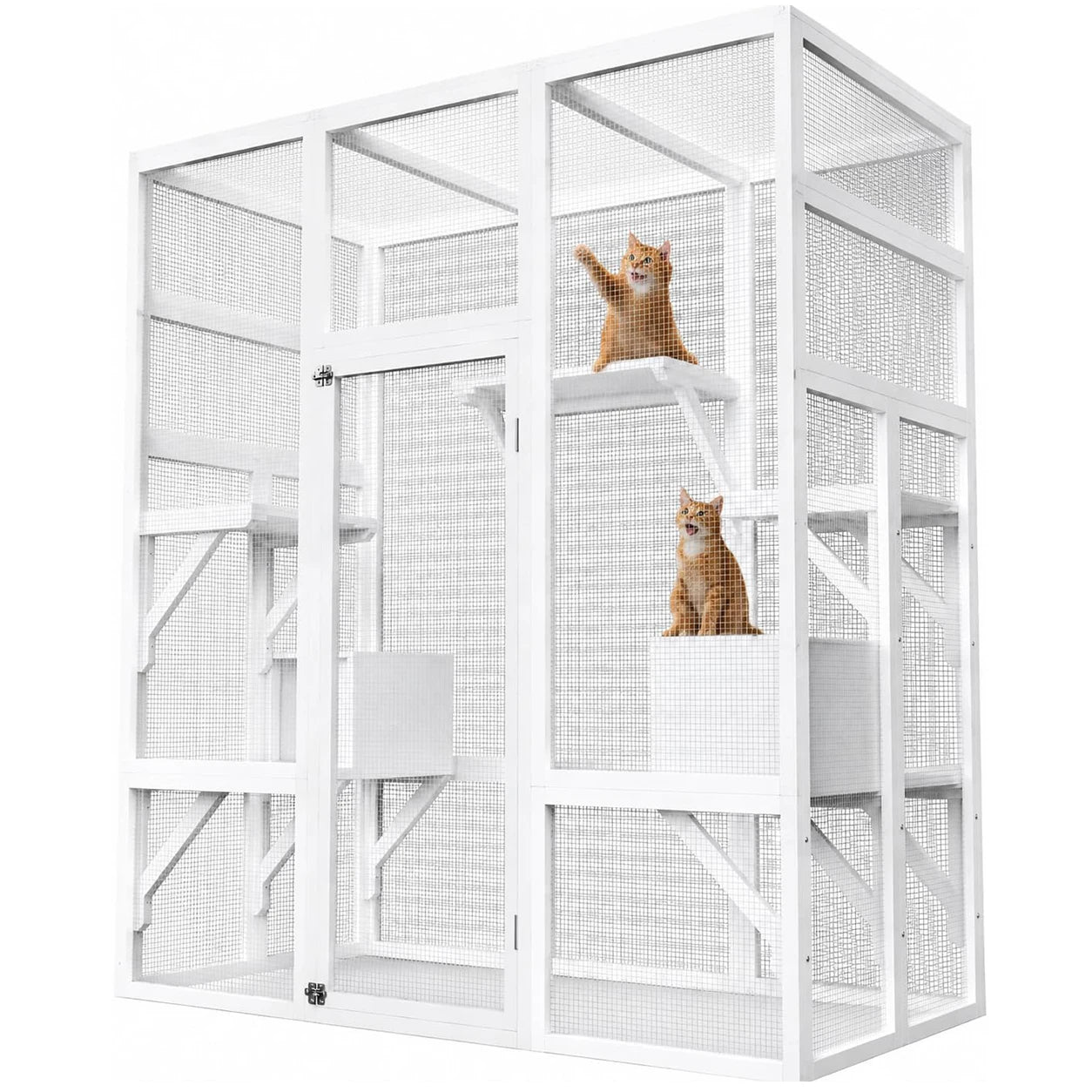 HiMISS Wooden Outdoor Catio Cat Enclosure With Sturdy Roof