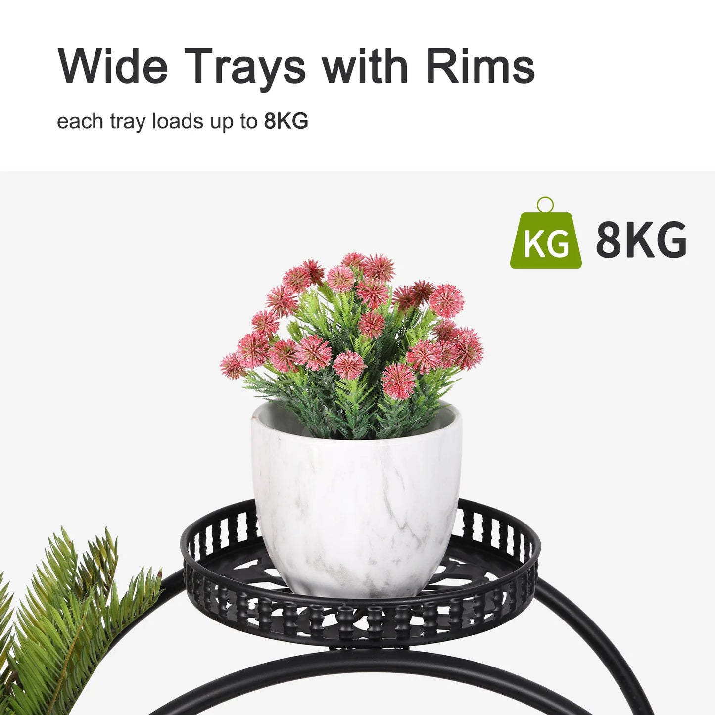 Wrought Iron Potted Plant Stand With Wheels Patio Cart