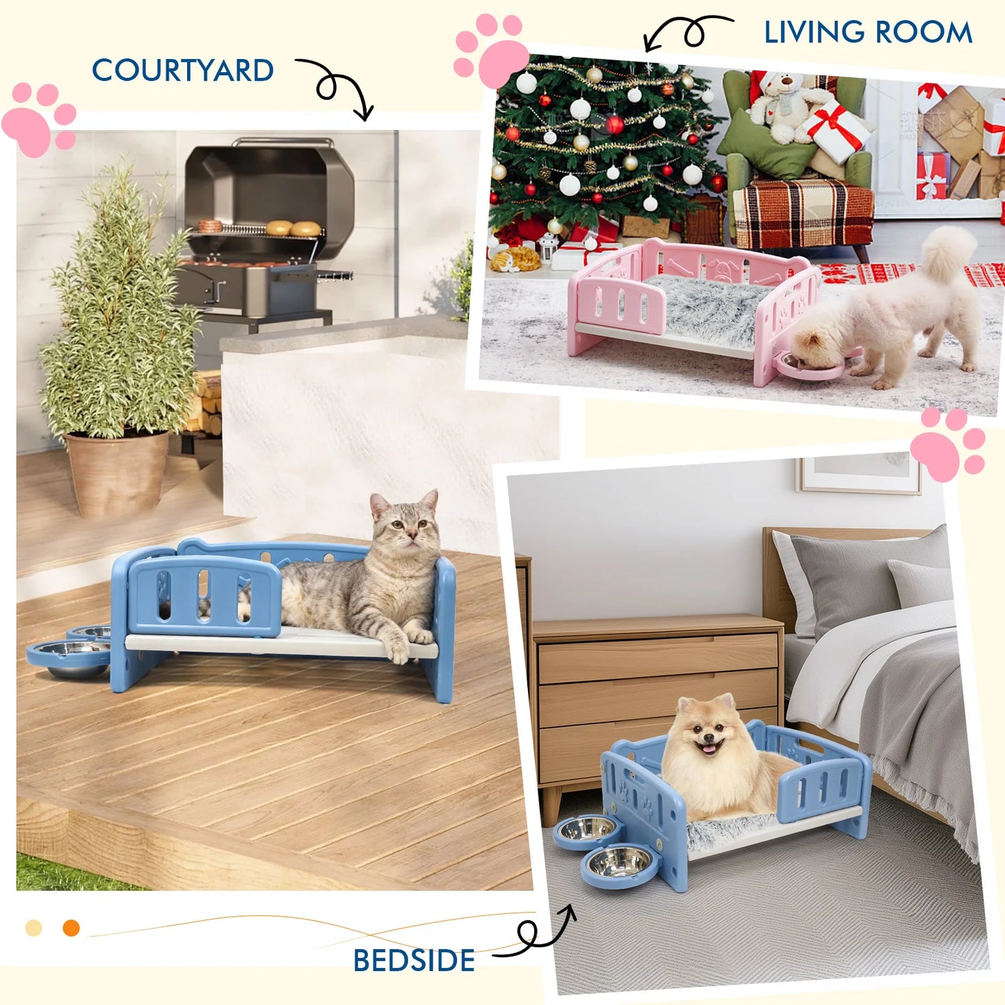 Puppy Dog Bed With Calming Mat And Elevated Steps