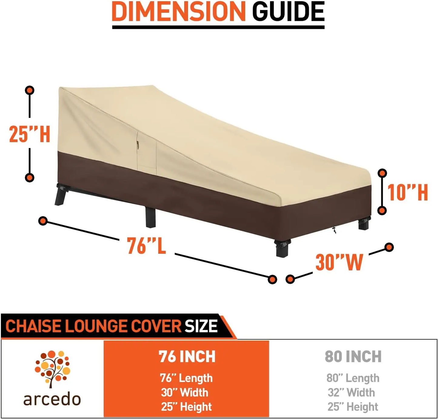 Heavy Duty Waterproof Patio Chaise Lounge Cover 2 Pack