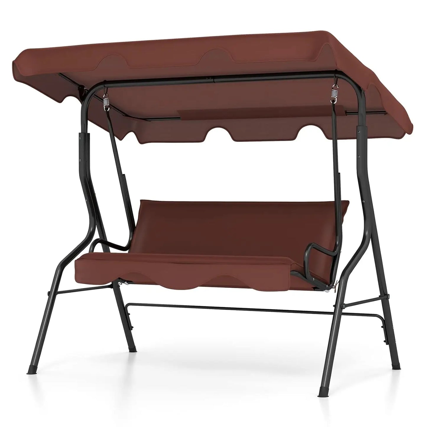 3 Person Porch Swing with Removable Cushion & Powder-Coated Steel Frame Canopy for Patio Porch Backyard Garden Balcony, Custom