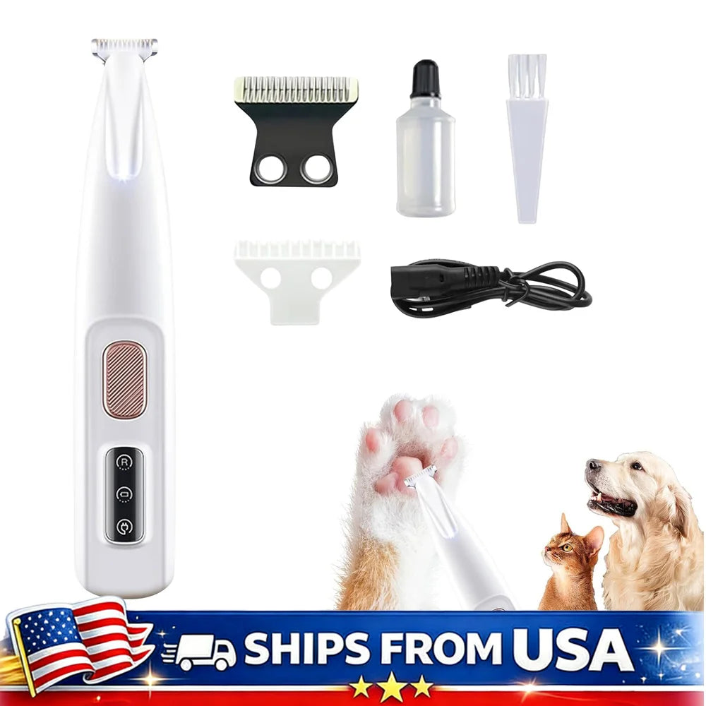 Cat And Dog Paw Trimmer Rechargeable Grooming Clippers With LED Light 18mm Blade