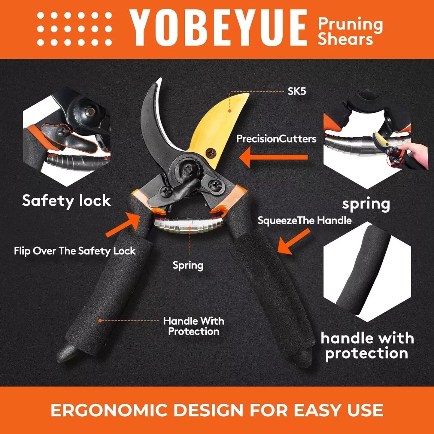 Ultra Sharp Steel Pruning Shears - Cuts 3X Easier, Weak Hand Arthritis Clippers, Rust-Resistant Titanium Coated Pruner, Effortle