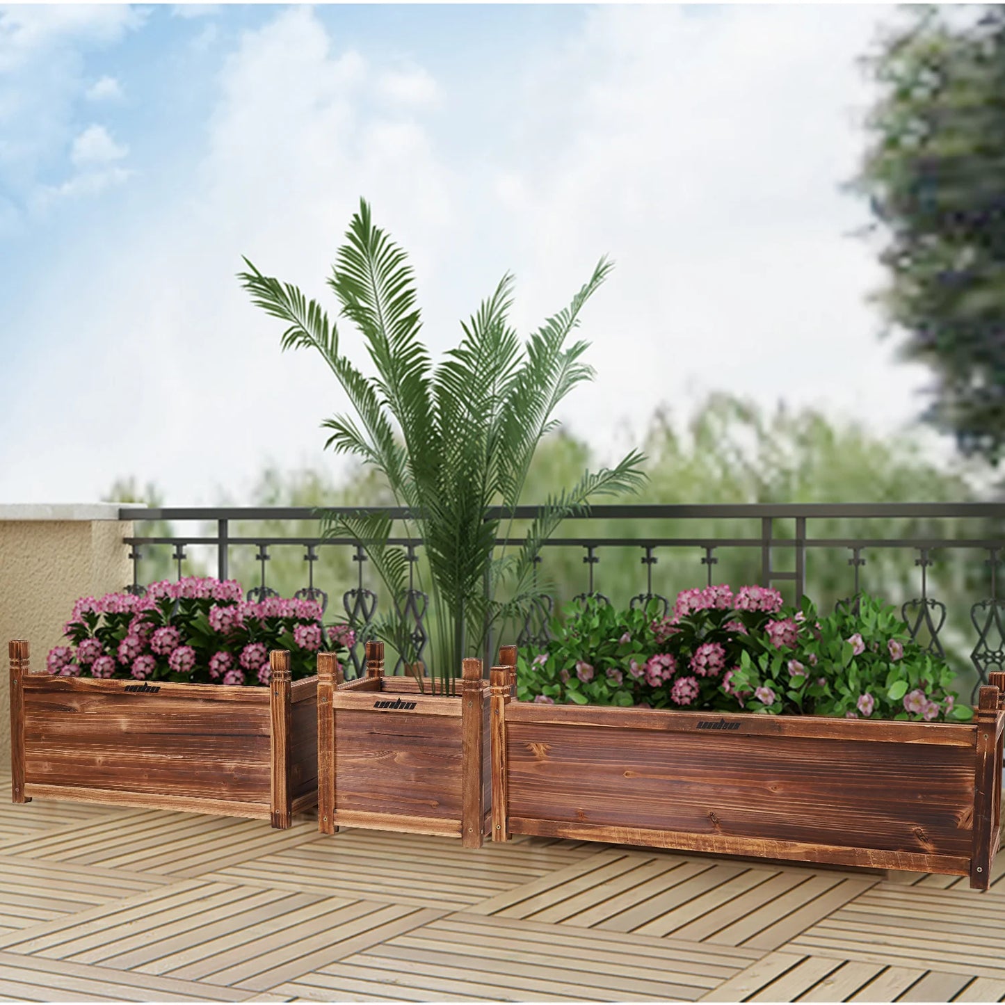 Raised Garden Bed Planter Window Mounted Wood Box For Vegetables