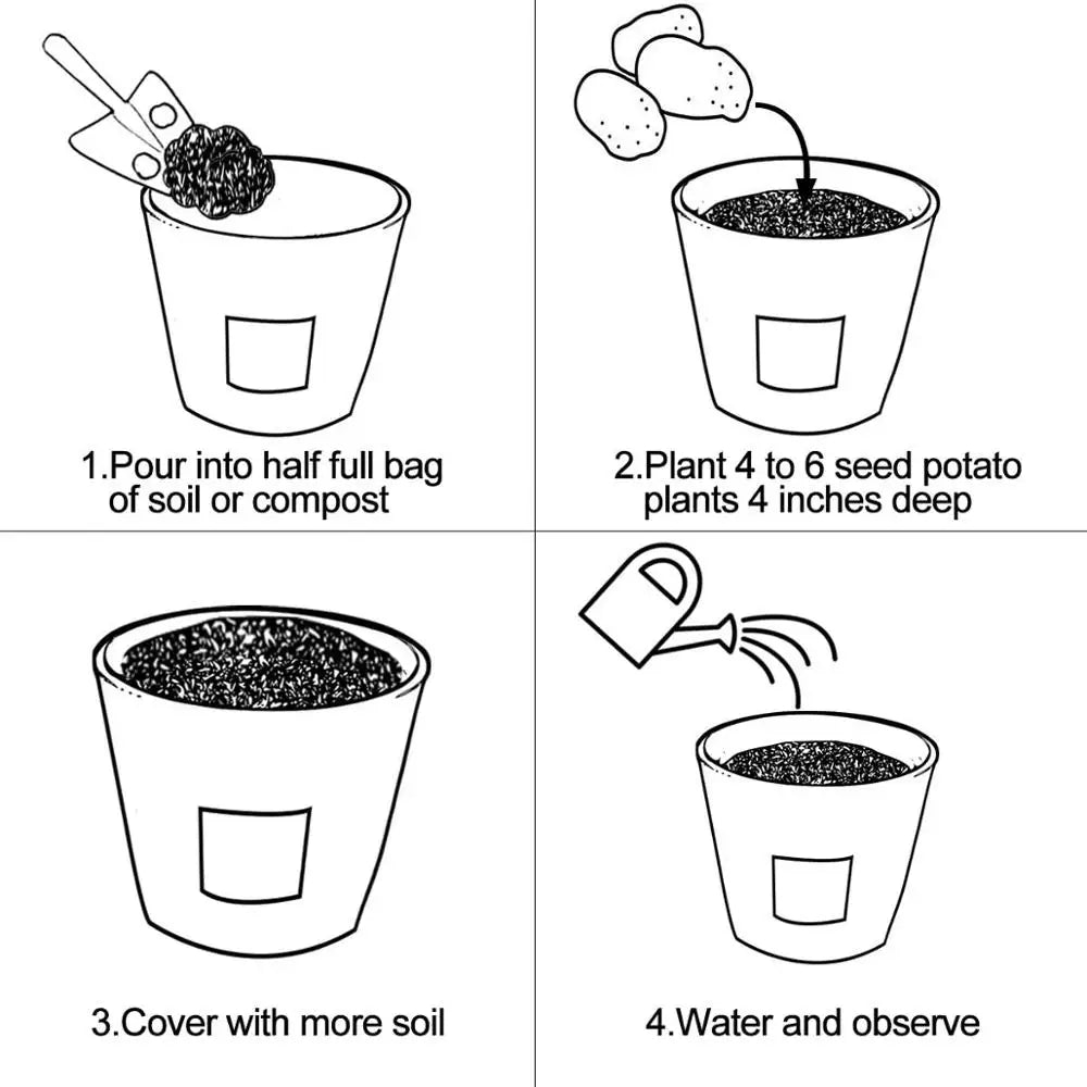 3PCS 7 Gallon Potato growing bag Planting Fabric Pots with Handle and Flap,Garden Bags for Vegetables,Tomatoes,Carrots,Onions