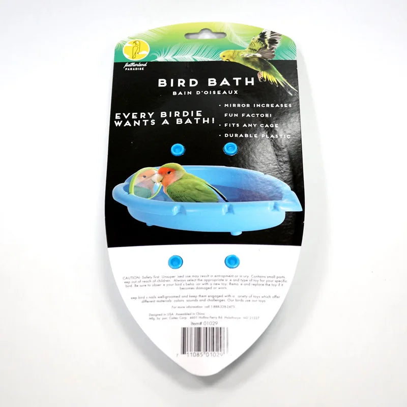 CAITEC Bird Toys Parrot Bathtub with Mirror Best for Small Bird and Small Parrot Bath Cleaning Supplies
