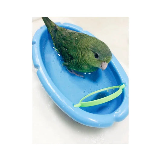 CAITEC Bird Toys Parrot Bathtub with Mirror Best for Small Bird and Small Parrot Bath Cleaning Supplies