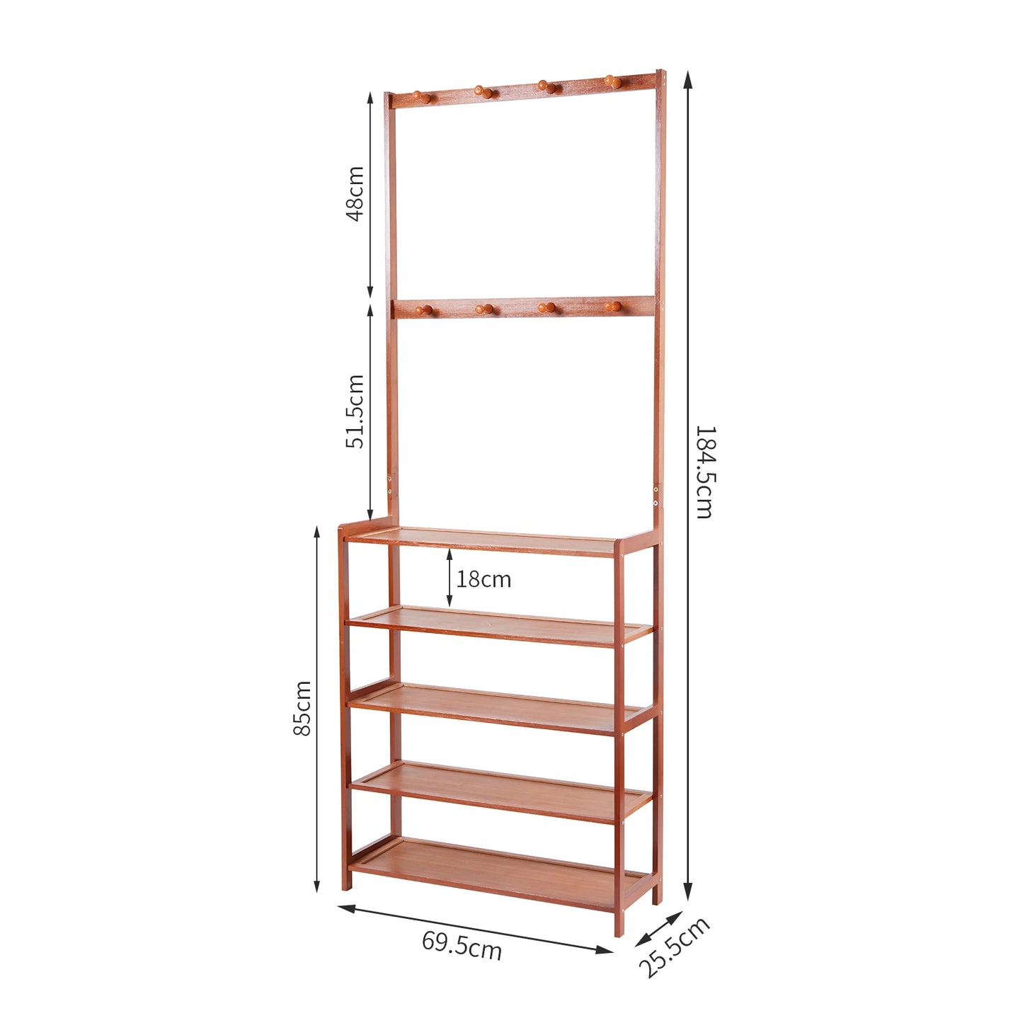 Bamboo Hall Tree Bench With Coat Hooks For Entryway Storage