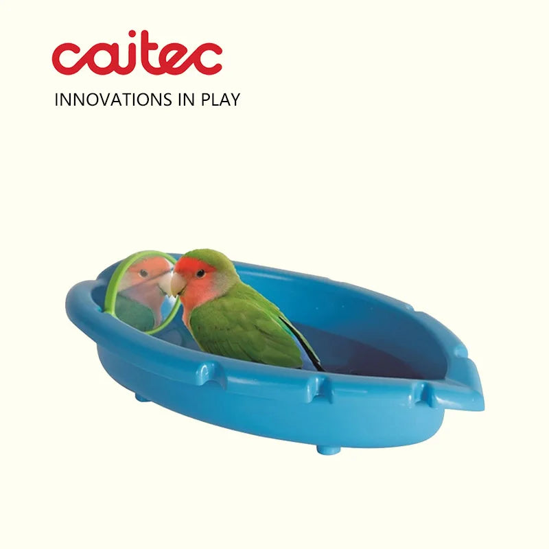 CAITEC Bird Toys Parrot Bathtub with Mirror Best for Small Bird and Small Parrot Bath Cleaning Supplies