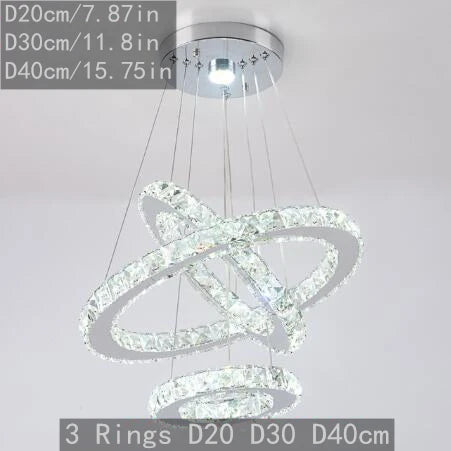 Modern Pendant Light Chandelier K9 Crystal Led Ring Luxury Nordic Ceiling Lamp Lustre Living Dining Room Hall Hang Decor Fixture