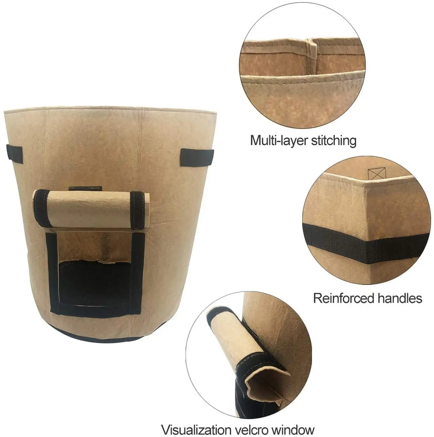 3PCS 7 Gallon Potato growing bag Planting Fabric Pots with Handle and Flap,Garden Bags for Vegetables,Tomatoes,Carrots,Onions