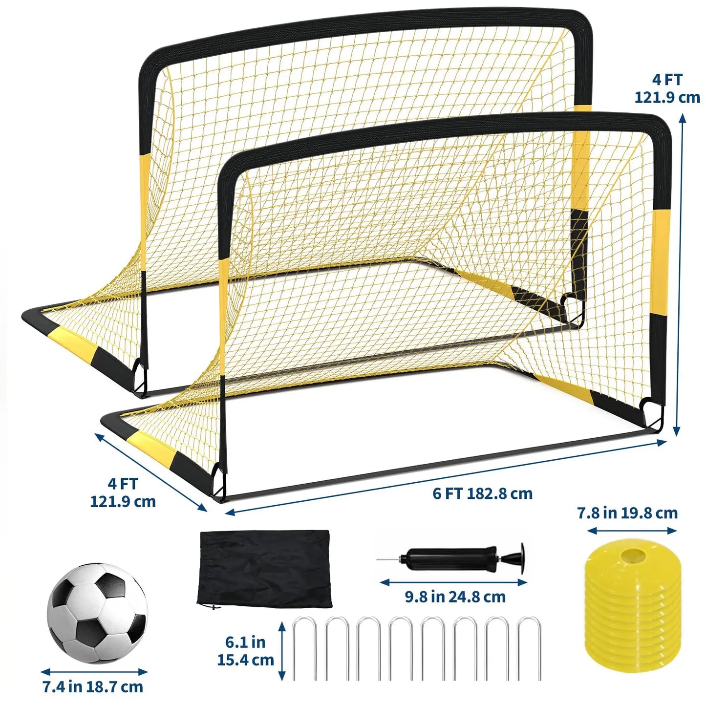 HiMISS Portable Pop Up Soccer Goal Set With Training Gear