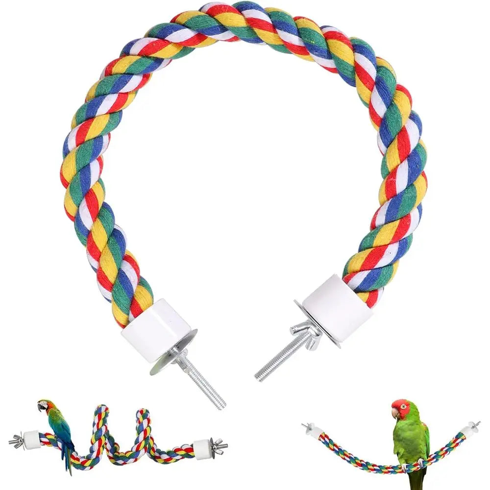 Bird Rope Perch Stand, Birdcage Swing Spiral Toys, Bird Climbing Bungee Rope Perches Chew Toys Cage Accessories for Cockatiels P