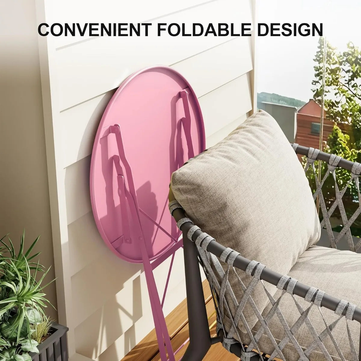 XIUWO Folding Bistro Table And Chairs Outdoor Patio Set