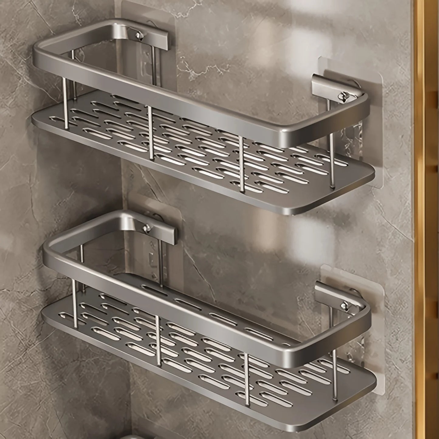 Stainless Steel Shower Caddy Rack Duo Wall Mounted Bathroom Organizer