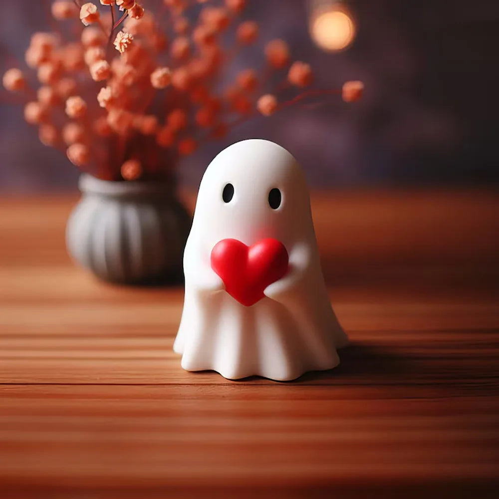 Halloween White Ghost Resin Ornament for Desk and Home Decor