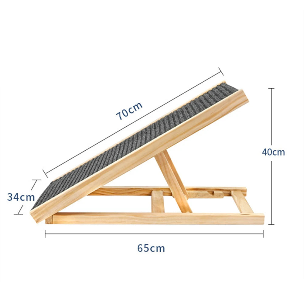 TWISTER.CK Dog Ramp Ladder Natural Pine Wood Folding Anti Skid Two Height Levels