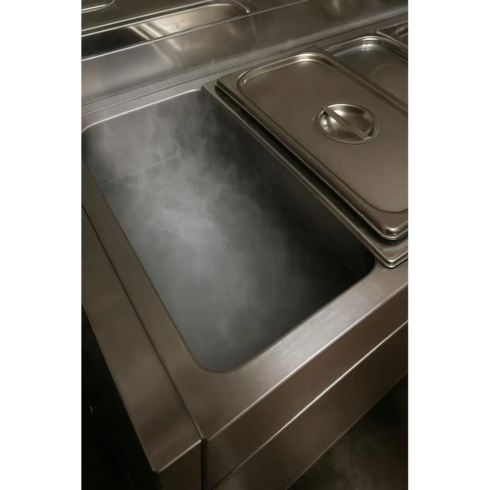 Five Pan Steam Table Warmer Cart Stainless Steel Heavy Duty